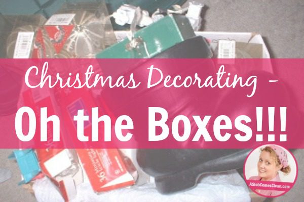 Christmas Decorating - Oh the Boxes title at aSlobComesClean.com