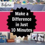 Declutter Just 10 Minutes Game Room Table Before and After at ASlobComesClean.com