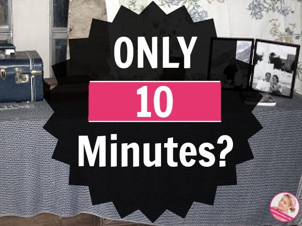 Only 10 Minutes Declutter Table in Game Room at ASlobComesClean.com