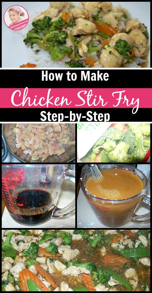 how to make chicken stir fry a step by step tutorial pin at ASlobComesClean.com