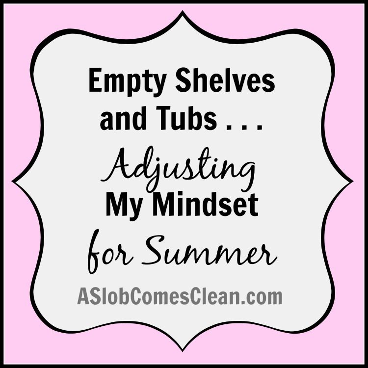 Empty Shelves and Tubs Adjusting Mindset for Summer - A Slob Comes Clean