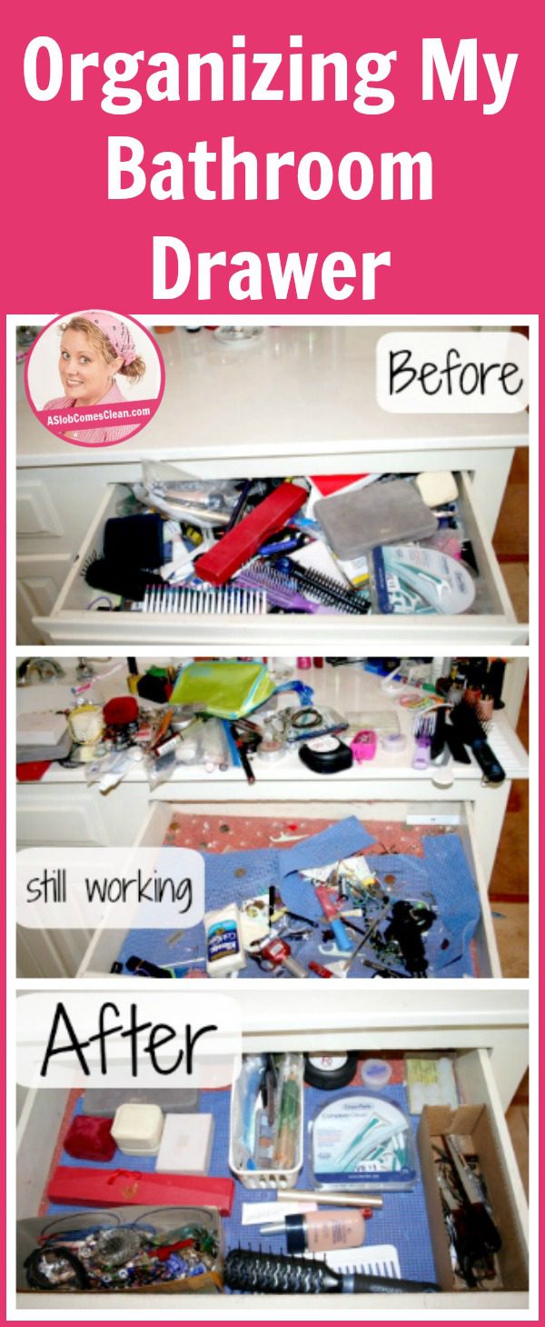 Organizing My Bathroom Drawer pin at ASlobComesClean.com