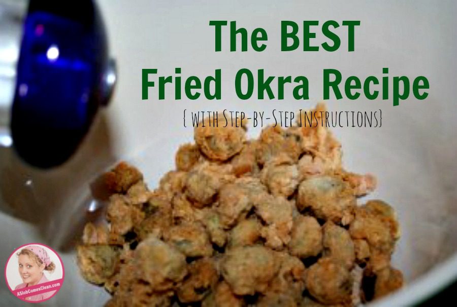 the BEST Fried Okra Recipe with step by step instructions from ASlobComesClean.com