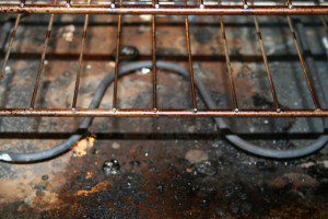 inside of a very dirty oven
