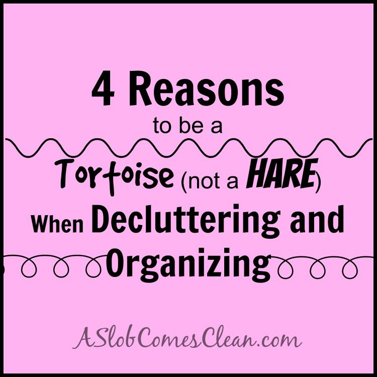4 reasons to be a Tortoise not a Hare When Decluttering and Organizing - A Slob Comes Clean