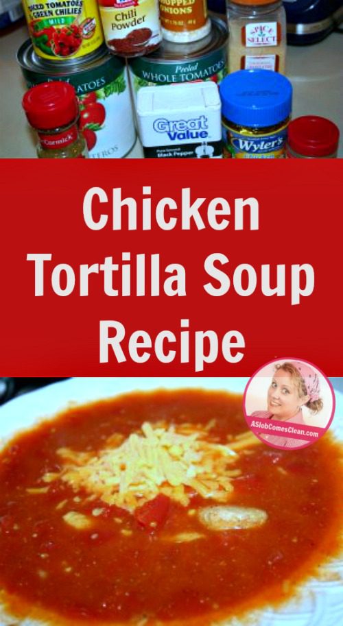 Chicken Tortilla Soup Recipe at ASlobComesClean.com