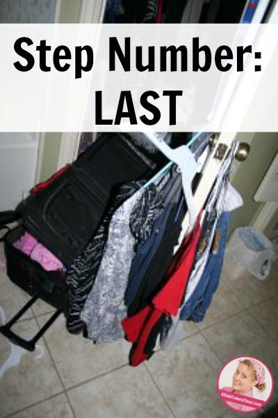 Step Number_ Last put away clothes hangers in the closet at ASlobComesClean.com