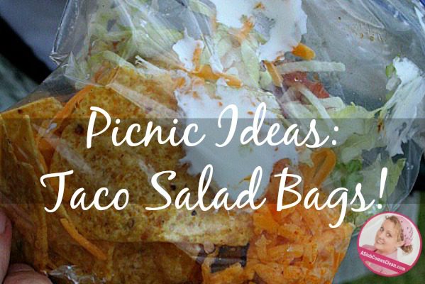 Picnic Ideas Taco Salad Bags! at ASlobComesClean.com fb