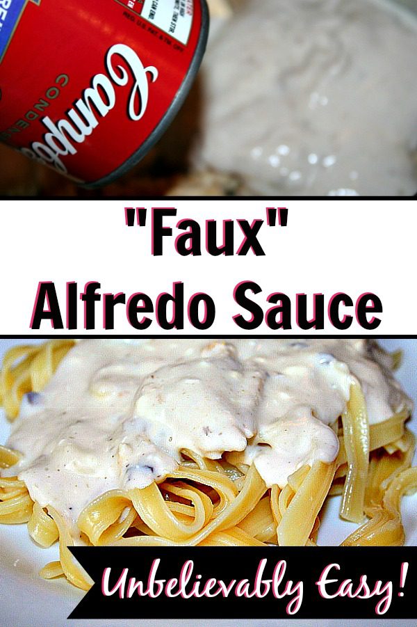 Faux Alfredo Sauce Unvelievably Easy pin at ASlobComesClean.com