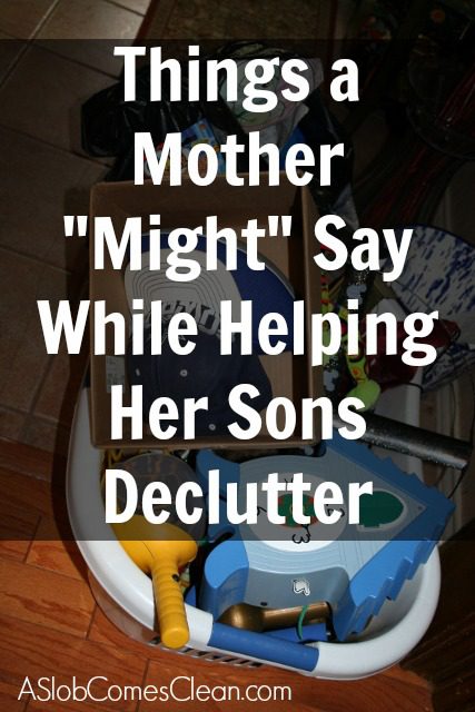 Things a Mother MIGHT Say While Helping Her Sons Declutter at ASlobComesClean.com