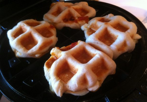 Making Biscuit Pizza Pockets in the Waffle Iron