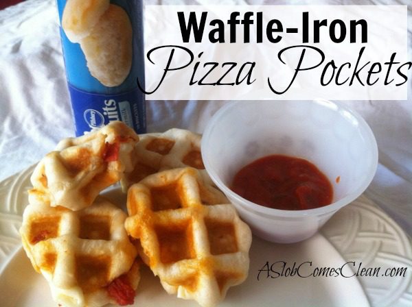 Waffle-Iron Pizza Pockets (So Easy!) from ASlobComesClean.com