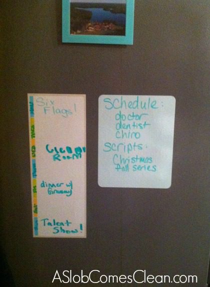 Dry Erase Boards on the Fridge by Post-It at ASlobComesClean