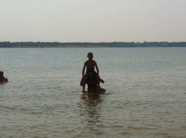 Three Man Shoulder Sit at the Lake ASlobComesClean.com