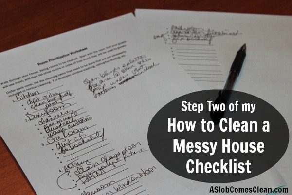 Step 2 of my How to Clean a Messy House Checklist at ASlobComesClean.com