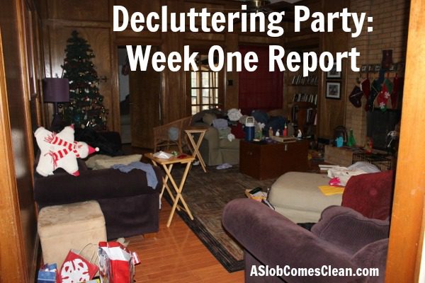 Decluttering Party Week One Report at ASlobComesClean.com