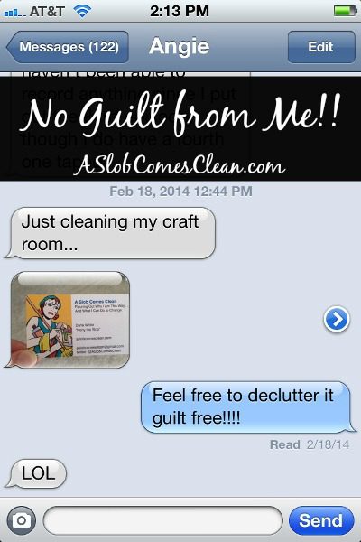 No Decluttering Guilt from Me!! at ASlobComesClean.com