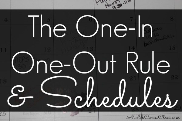 The One In One Out Rule and Schedules at ASlobComesClean.com