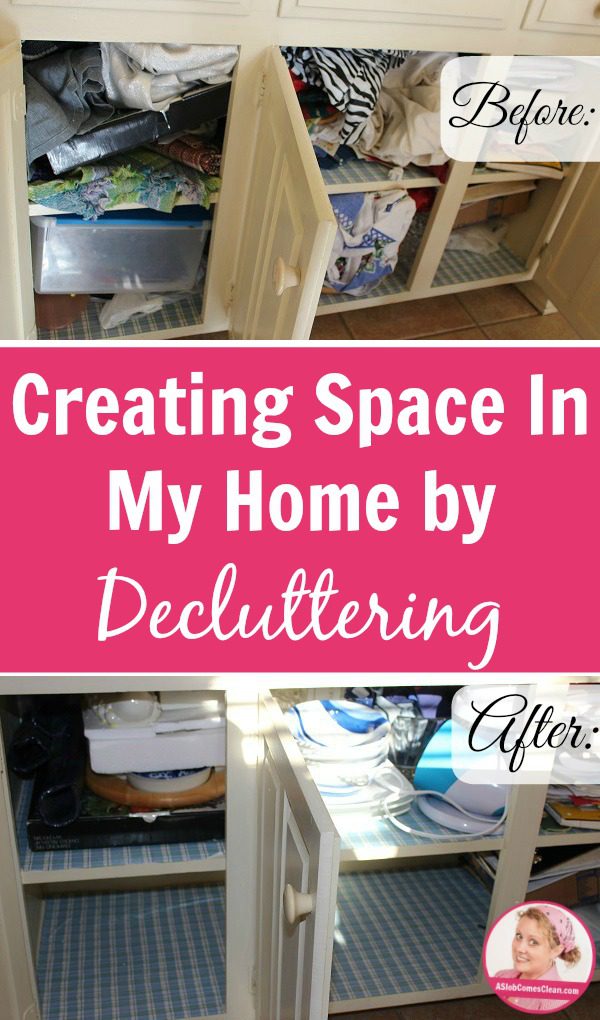 Creating Space In My Home by Decluttering pin at ASlobComesClean.com