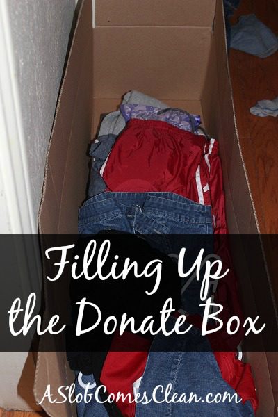 Filling Up the Donate Box at ASlobComesClean.com