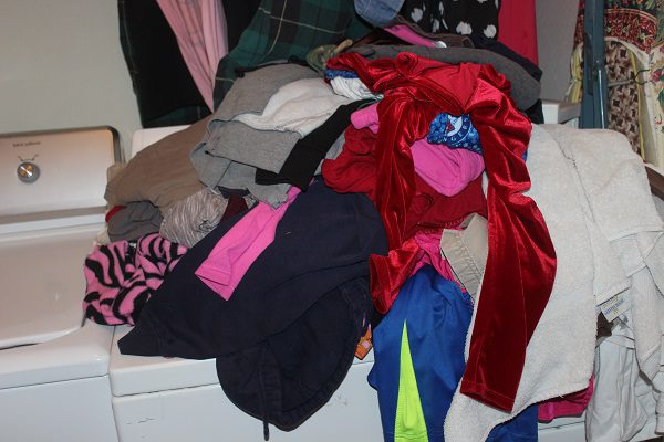 Pile o' Clothes on top of the Washing Machine. Ugh. 