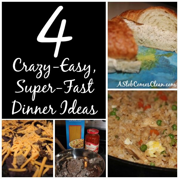 Four Crazy-Easy Super-Fast Dinner Ideas at ASlobComesClean.com