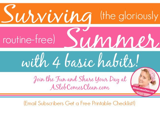 Survive (the gloriously routine-free) Summer! Free Printable Checklist at ASlobComesClean.com