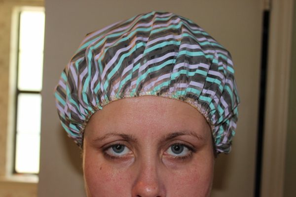 Me with a shower cap. For an hour. While stinky stuff was on my head. 