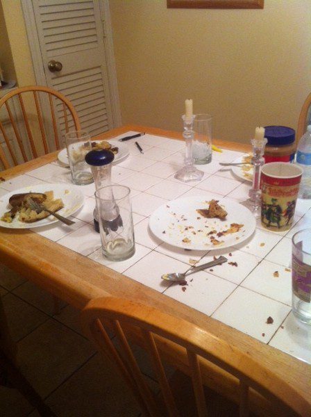 Messy Dinner Table - Daily Tasks at ASlobComesClean.com