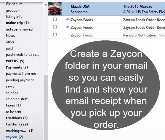 Create a Zaycon folder in your email - ASlobComesClean.com