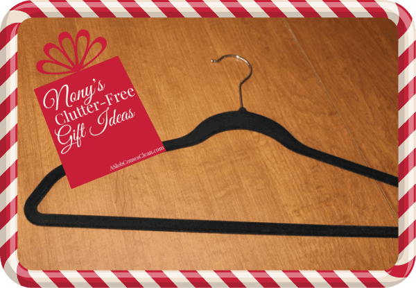 Velvet Hangers - Clutter Free GIft Idea from Nony at ASlobComesClean.com