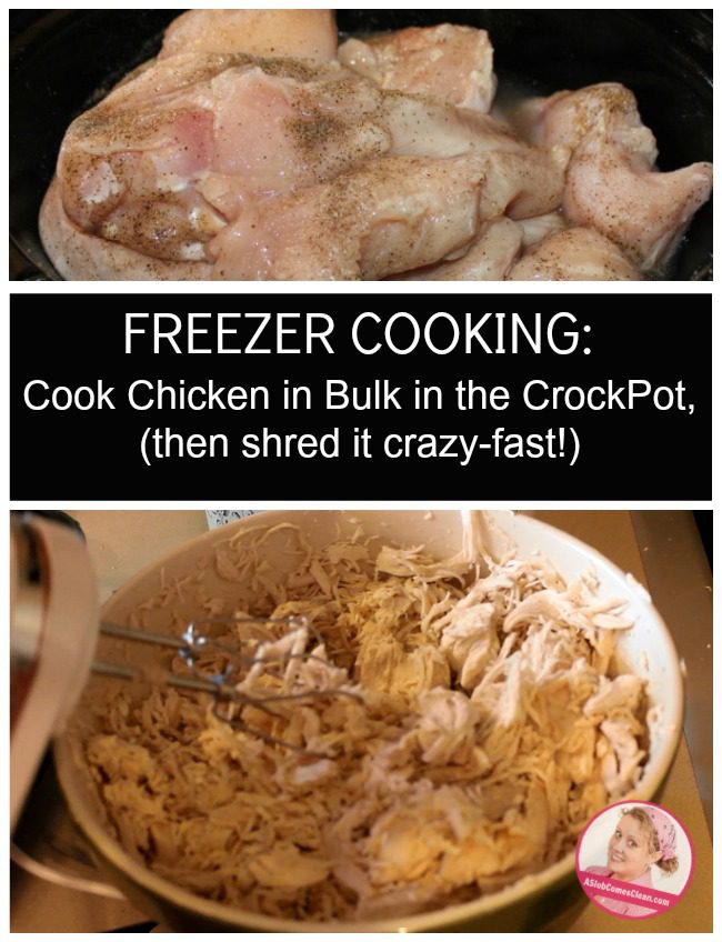 How to Cook Chicken for the Freezer at ASlobComesClean.com