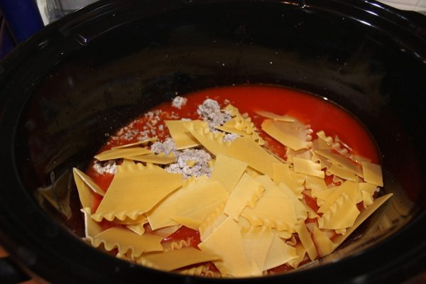 Uncooked Lasagna noodles for quick crockpot lasagna at ASlobComesClean.com