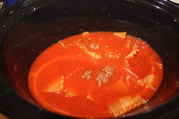 Skillet Lasagna in the Crockpot at ASlobComesClean.com