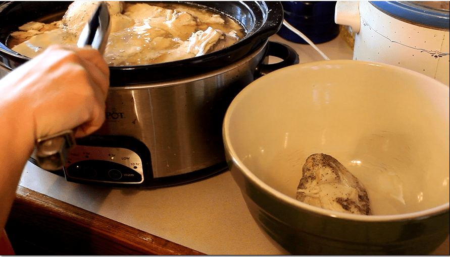 Remove Chicken From the Hot Liquid for Shredding