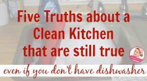 fb five truths about a clean kitchen that are still true if you don't have a dishwasher at ASlobComesClean.com