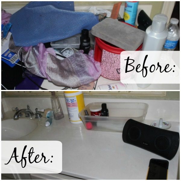 Before and After Pictures of My Bathroom Counter at ASlobComesClean