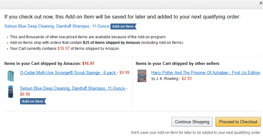 add on item on amazon gets automatically saved for future order