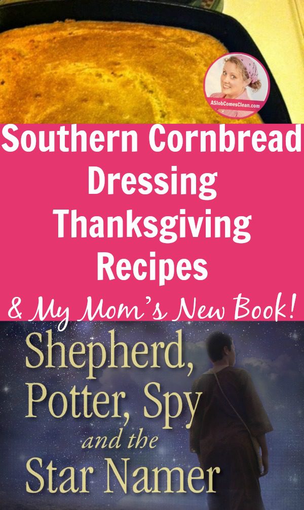 Southern Cornbread Dressing Thanksgiving Recipes and My Mom’s New Book! at ASlobComesClean.com