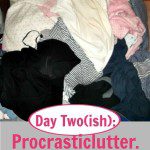 Day Two(ish) Procrasticlutter. (Decluttering Strategies that Won't Overwhelm) pin at ASlobComesClean.com