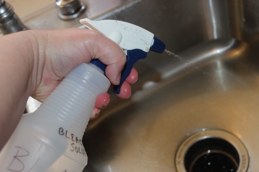 Spraying Down the sink