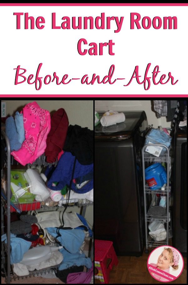 The Laundry Room Cart Before and After at ASlobComesClean.com