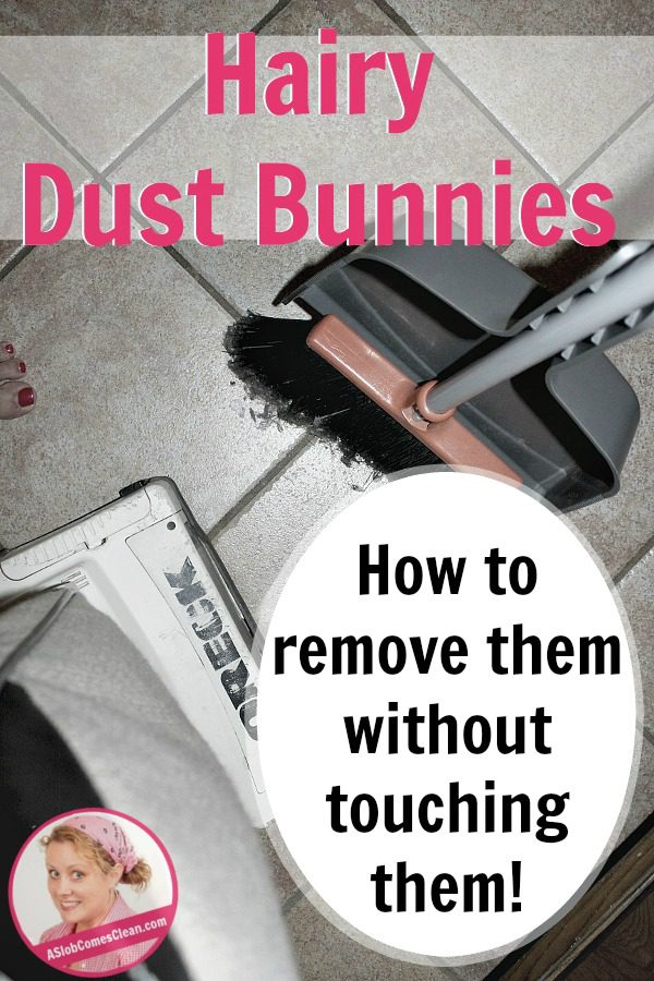 How to Remove Hairy, Scary Dust Bunnies Without Touching Them at ASlobComesClean.com pin