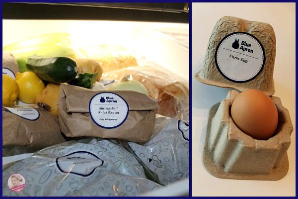 Blue Apron Ingredients Put Away in the Fridge at ASlobComesClean.com