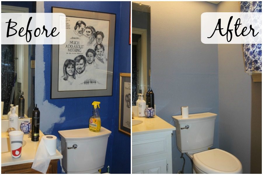 Painting the BAthroom Before and After at ASlobComesClean.com