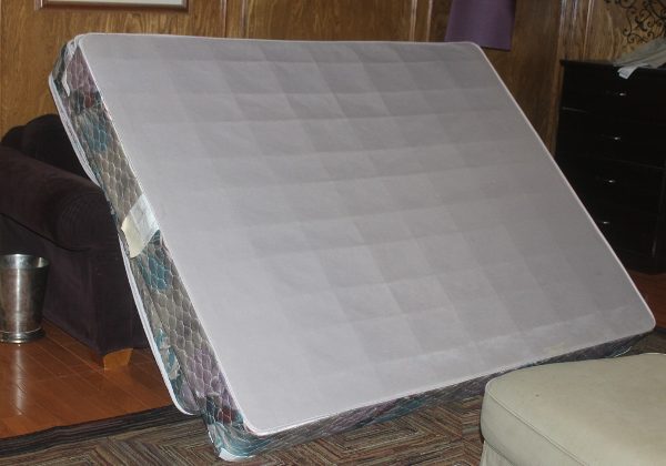 The HUGE mattress in my Living Room, waiting to be hauled away