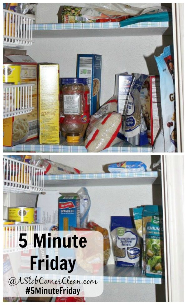 Decluttering My Pantry for Five Minutes #5MinuteFriday at ASlobComesClean.com pin