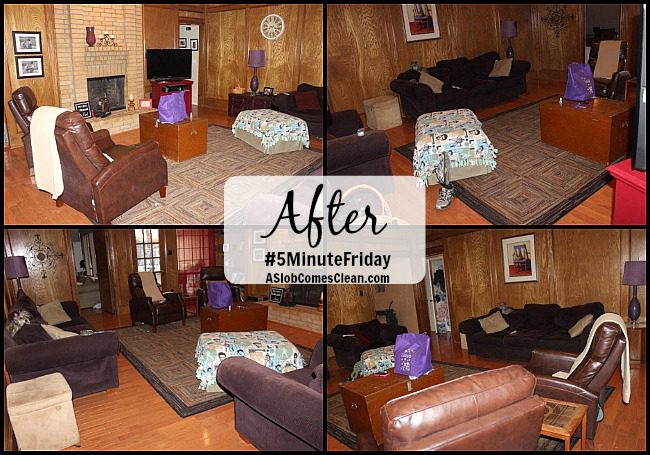#5MinuteFriday Four Corners of the Living Room After Five Minute Pick Up and Decluttering at ASlobComesClean.com