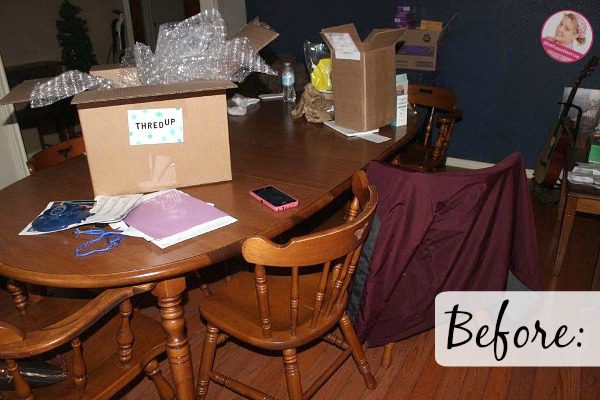 Clearing the Dining Room Table in Five Minutes Before Decluttering at ASlobComesClean.com #5MinuteFriday