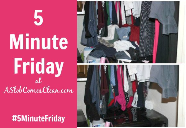 Procrasticlutter Clearing the Top of the Dryer #5MinuteFriday Declutter Clothes Laundry at ASlobComesClean.com